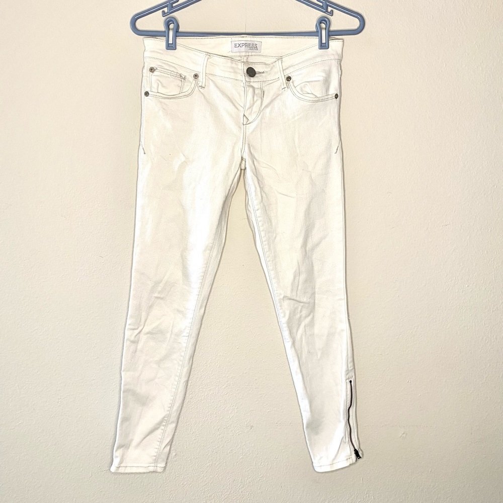 Low Rise White Ankle Jeans